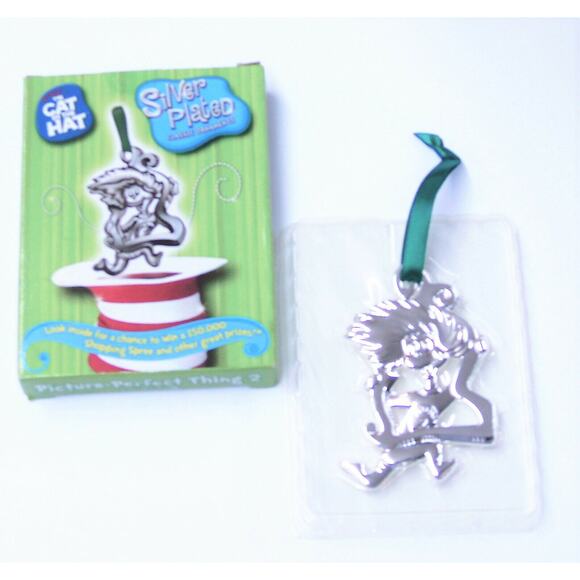 NEW Silver Plate DR SUESS CAT IN HAT Christmas Tree ORNAMENT Thing 2 Two NIB - Picture 5 of 5